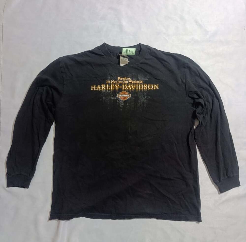 Harley Davidson Long Sleeve T Shirt Size 2XL Black Graphic